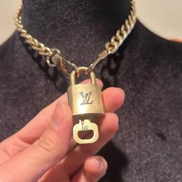 Louis Vuitton Accessories - Louis Vuitton #311 Lock and Key Gold Brass with new unbranded chain